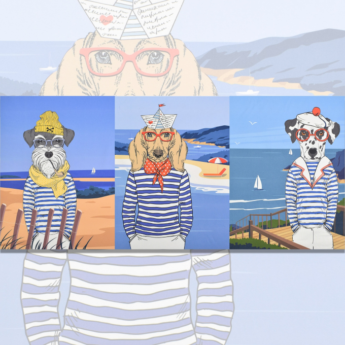 Dekostoff Panel Serge Sailor Dogs, 160 x 70 cm