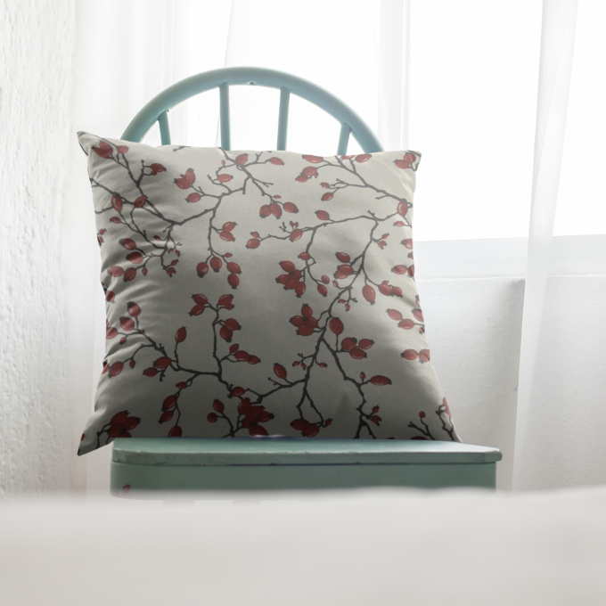 Decoration fabric Toile Savoie rose hip, light beige