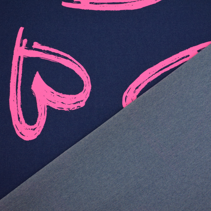 Denim Jersey neon hearts, dark blue