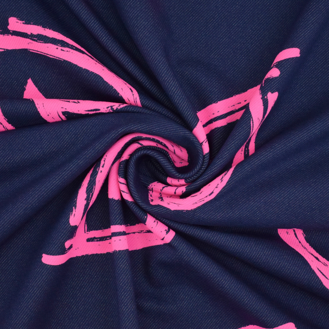 Denim Jersey neon hearts, dark blue
