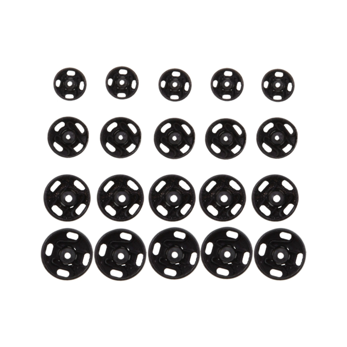 20 Boutons pression 6-11 mm, noir