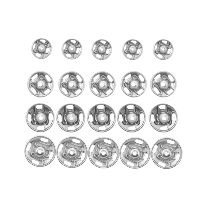 20 Boutons pression 6-11 mm, argent