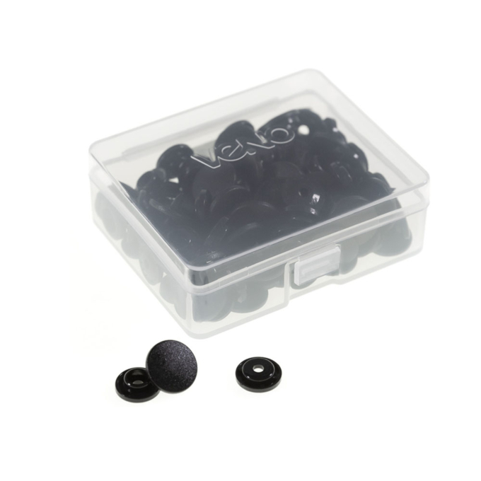 25 Boutons pression Snap Ø12,4mm KAMsnaps Veno, noir