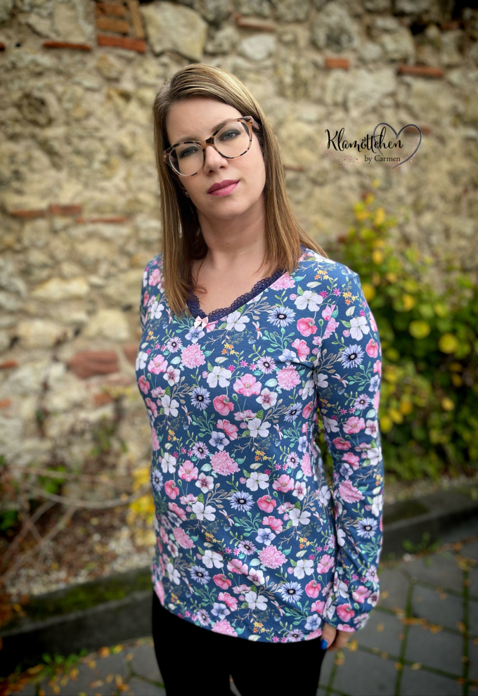 E-book 73engelchen Langarmshirt mit Spitze Dames, Duits