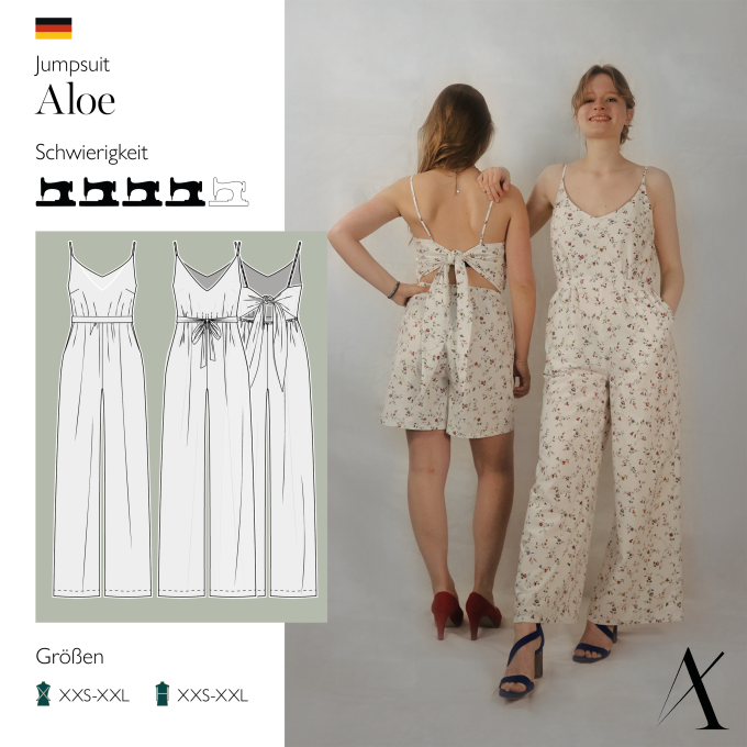 Patron jumpsuit femme pdf Aloe Abuvi, en allemand