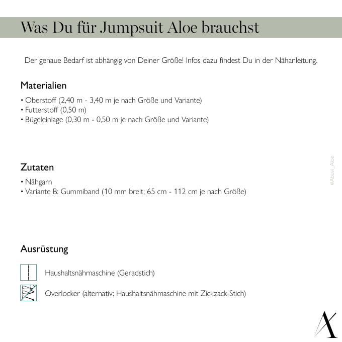 Patron jumpsuit femme pdf Aloe Abuvi, en allemand