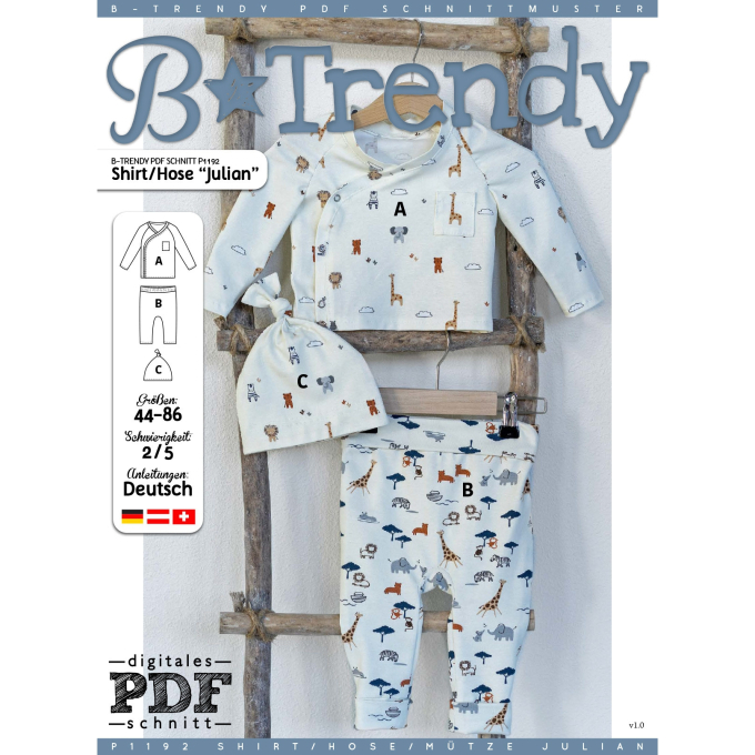 Patron pantalon / haut bébé pdf Julian P1192 B-Trendy, en français