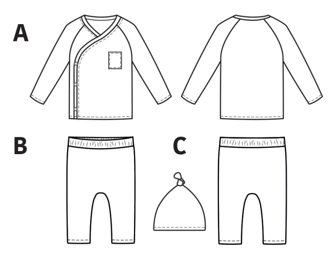 Patron pantalon / haut bébé pdf Julian P1192 B-Trendy, en français
