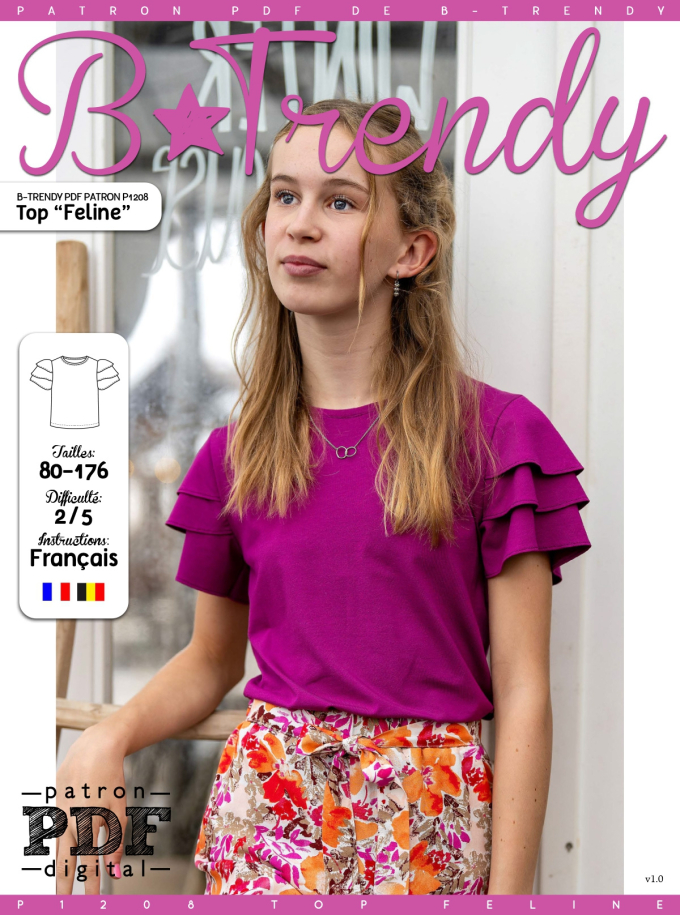 Patron top enfant pdf Feline P1208 B-Trendy, en français