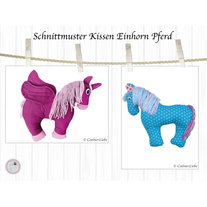 Patron coussin cervical Cheval / Licorne pdf CoelnerLiebe, en allemand