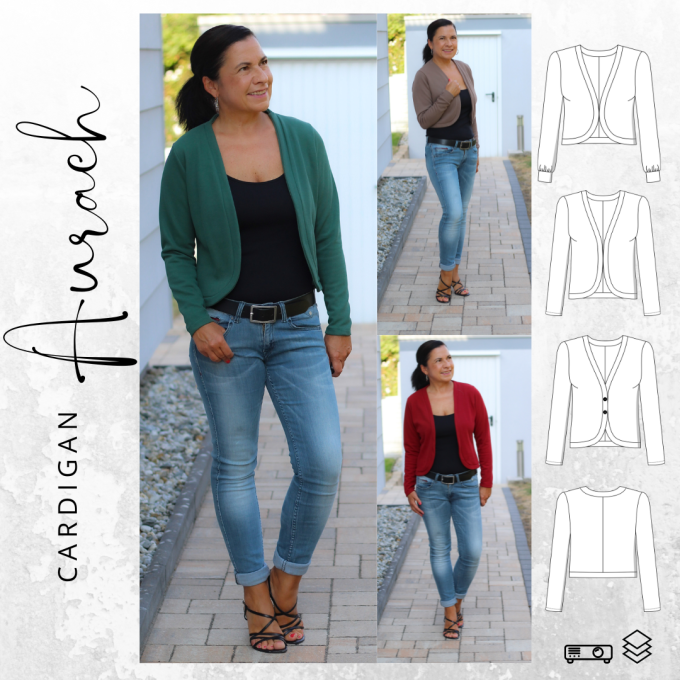 E-Book drei eM's Cardigan AURACH, german
