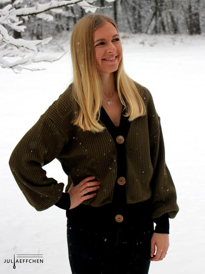 Patron cardigan femme pdf Obereggen drei eM's, en allemand
