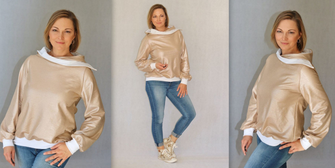 Patron sweat-shirt femme pdf La Ola drei eM's, en allemand