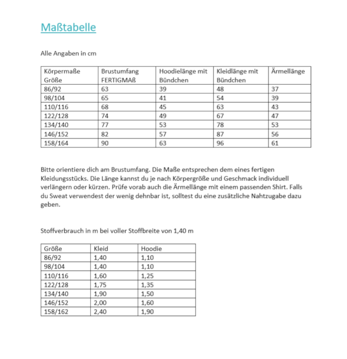 E-Book drei eM's mini JULIETA Hoodie/Hoodiekleid