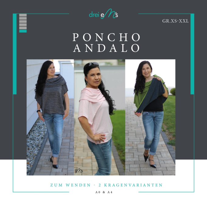 Patron poncho femme pdf Andalo drei eM's, en allemand