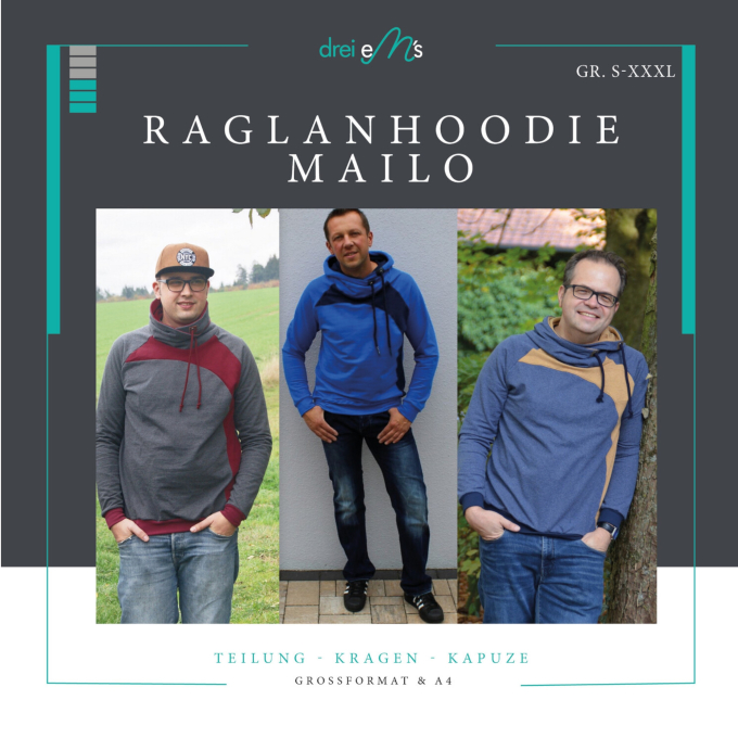 E-Book drei eM's Raglanhoodie Mailo, Duits