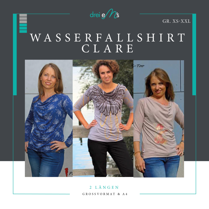 Patron t-shirt femme pdf Clare drei eM's, en allemand