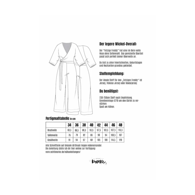 Patron overall femme pdf Der fetzige Freddy Echt Knorke, en allemand