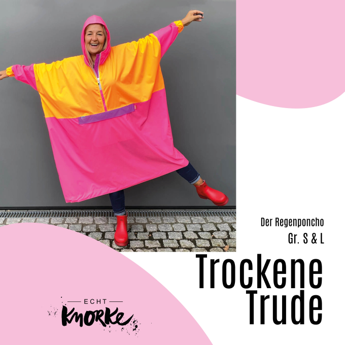 Patron poncho de pluie femme pdf Trockene Trude Echt Knorke, en allemand