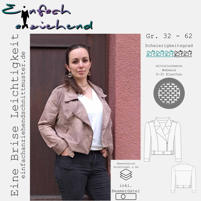 Patron veste biker femme pdf Eine Brise Leichtigkeit Einfach anziehend, en allemand