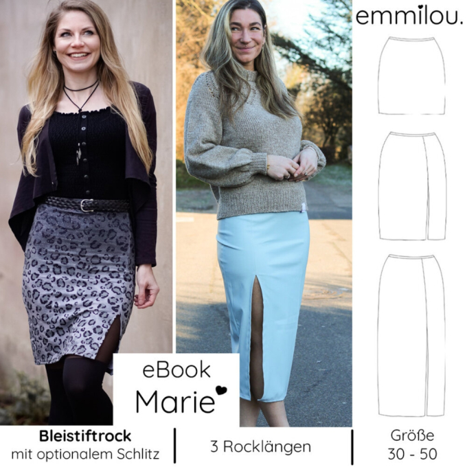 Ebook patron jupe crayon femme Marie Emmilou, en allemand