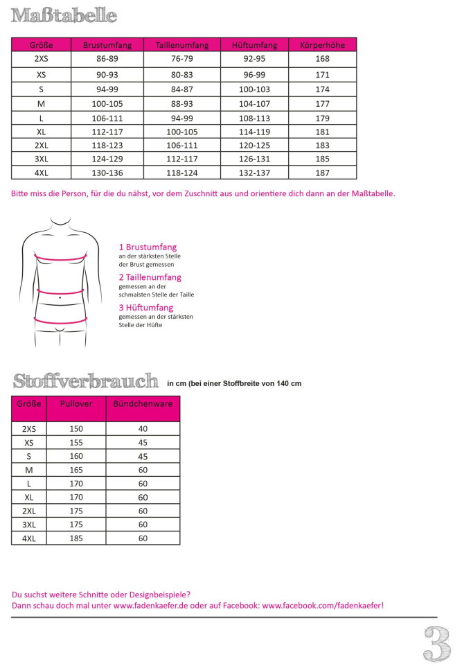 Patron pullover homme pdf Basic Fadenkäfer, en allemand