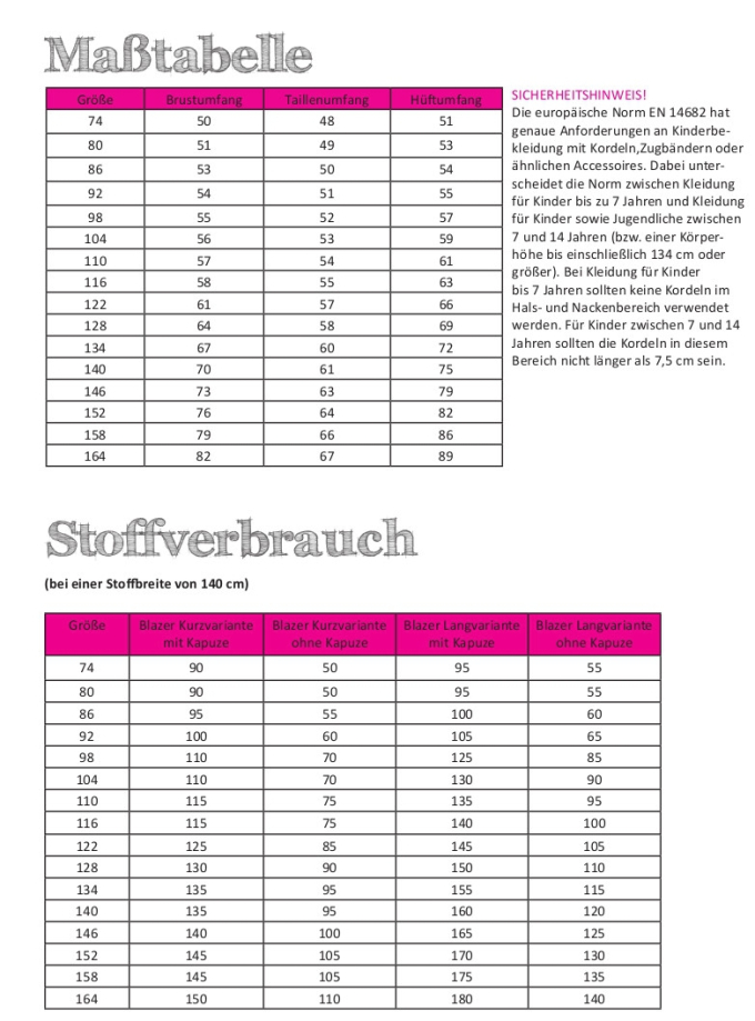 Patron blazer enfants pdf Fadenkäfer, en allemand