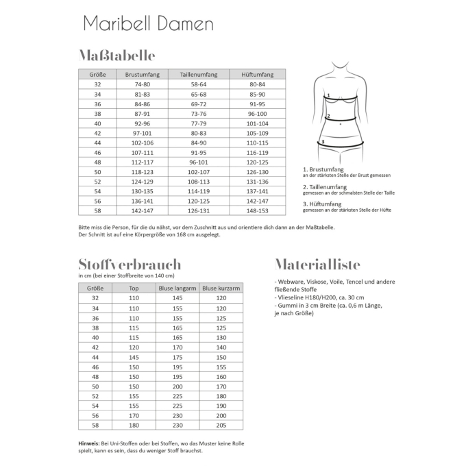 Patron blouse / top femme pdf Maribell Fadenkäfer, en allemand
