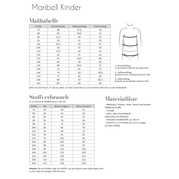 Patron blouse / top enfant pdf Maribell Fadenkäfer, en allemand