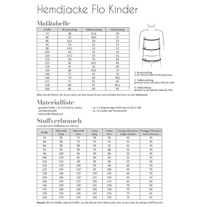 Patron veste enfant pdf Fadenkäfer, en allemand
