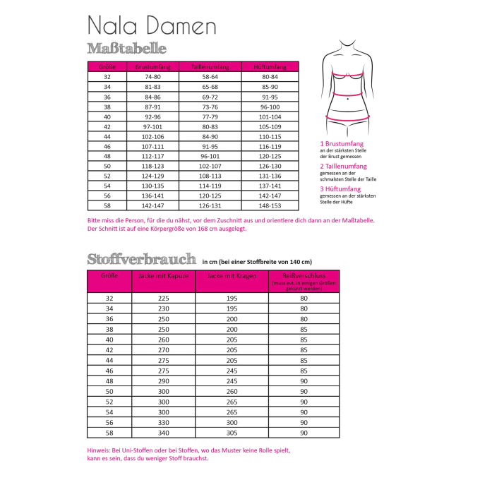 Patron veste sweat femme pdf Nala Fadenkäfer, en allemand