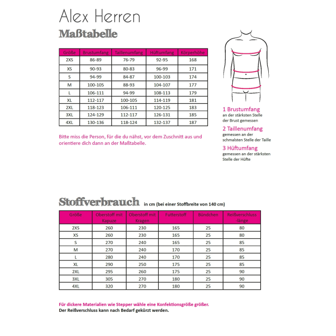 Patron manteau parka homme pdf Alex Fadenkäfer, en français