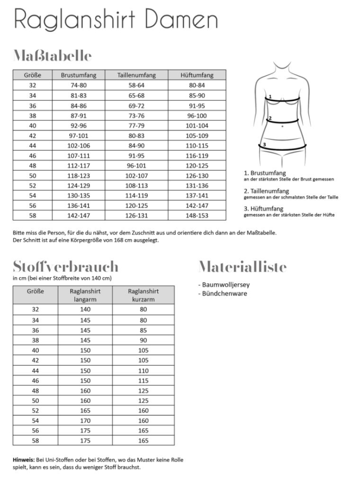 E-Book Fadenkäfer Raglanshirt Woman, Duits