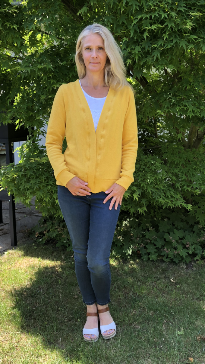 Patron cardigan femme pdf Karo Fadenkäfer, en allemand