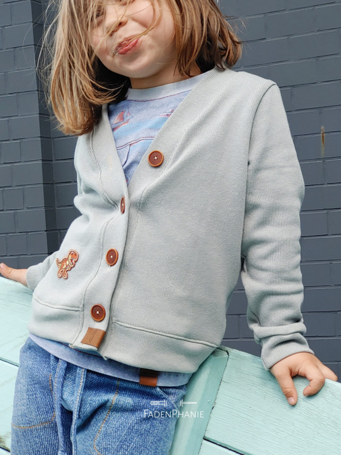 Patron cardigan enfant pdf Karo Fadenkäfer, en allemand