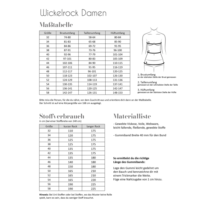 Patron jupe portefeuille à volants femme pdf Fadenkäfer, en allemand
