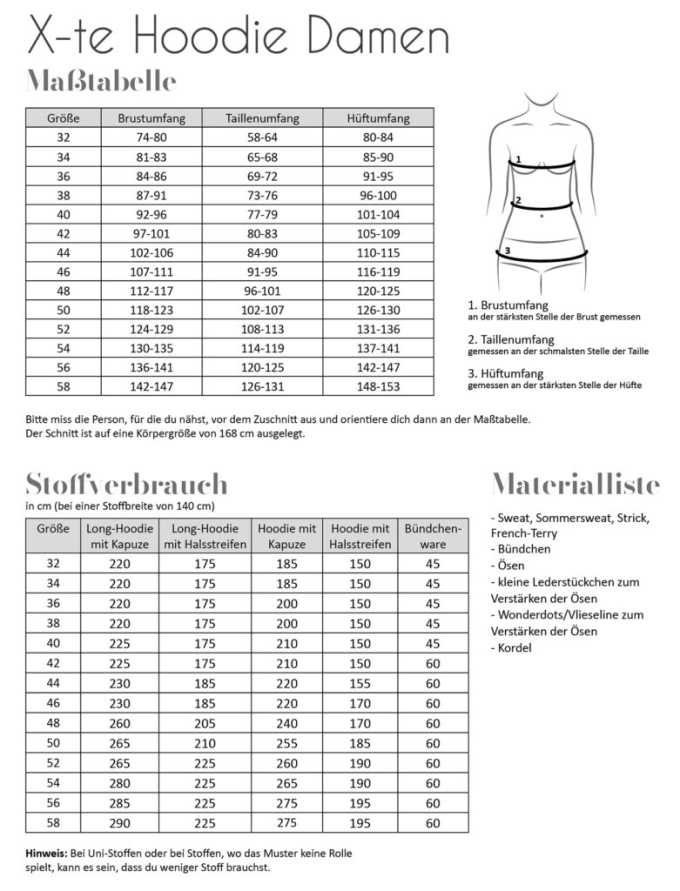 Patron sweat-shirt femme pdf Fadenkäfer, en allemand