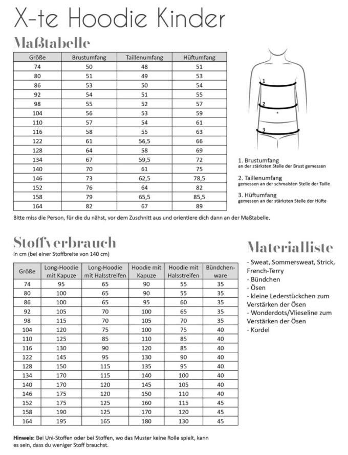 Patron sweat-shirt enfant pdf Fadenkäfer, en allemand