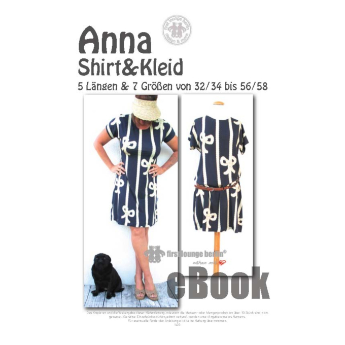 Patron robe tunique t-shirt femme pdf Anna Firstlounge Berlin, en allemand