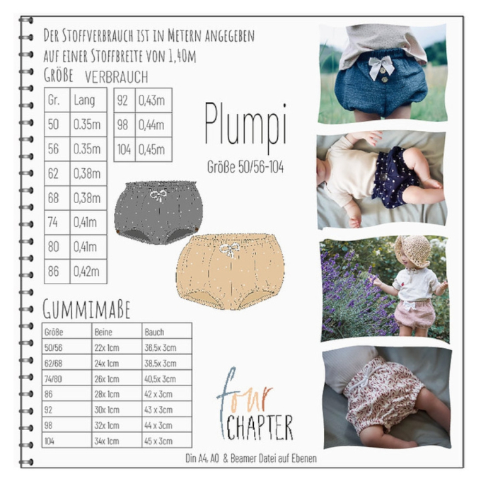 Patron bloomer bébé pdf 'Plumpi' Four Chapter, en allemand