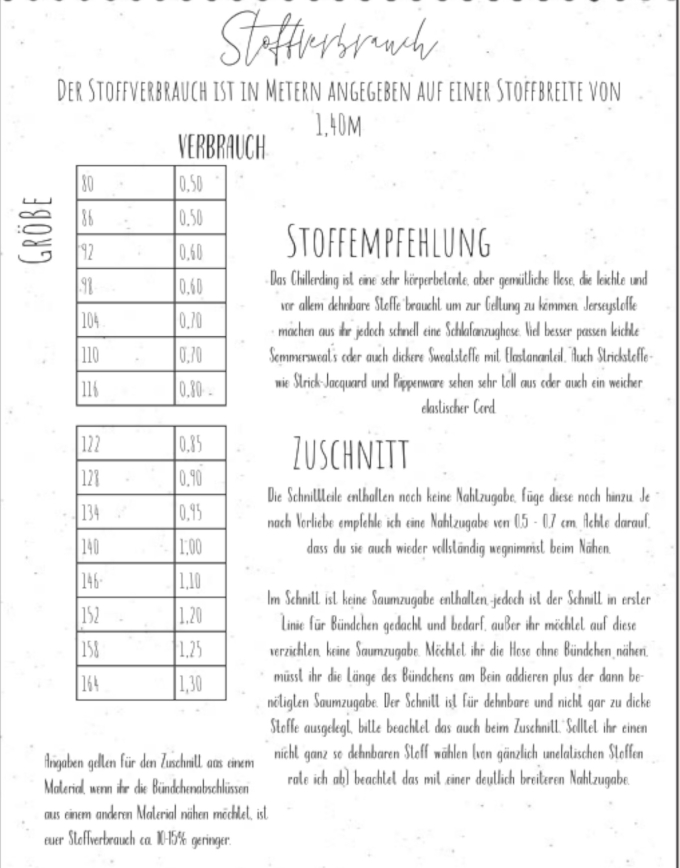 Patron pantalon de jogging enfant pdf Das Chillerding Four Chapter, en allemand