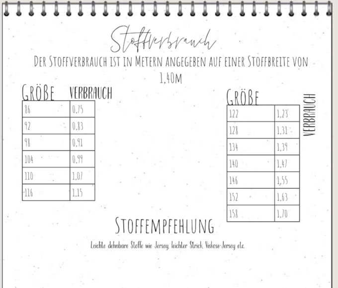 Patron robe / tunique enfant pdf Das Feending Four Chapter, en allemand