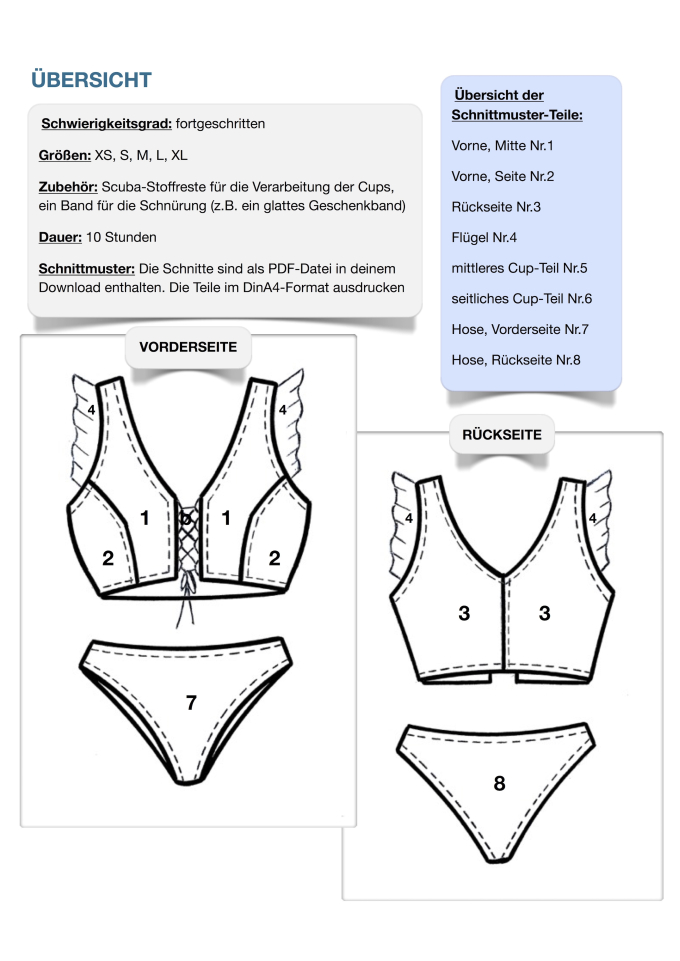 Patron bikini femme pdf Dana Hanna Louise, en allemand