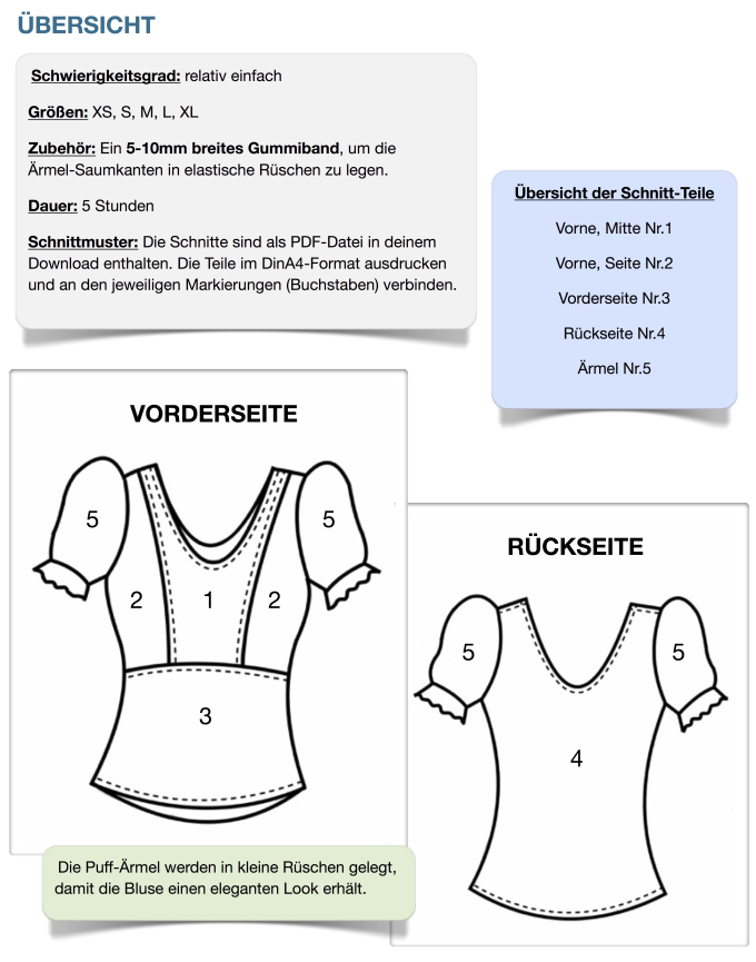 E-book Hanna Louise Damen Bluse Leonie, Duits
