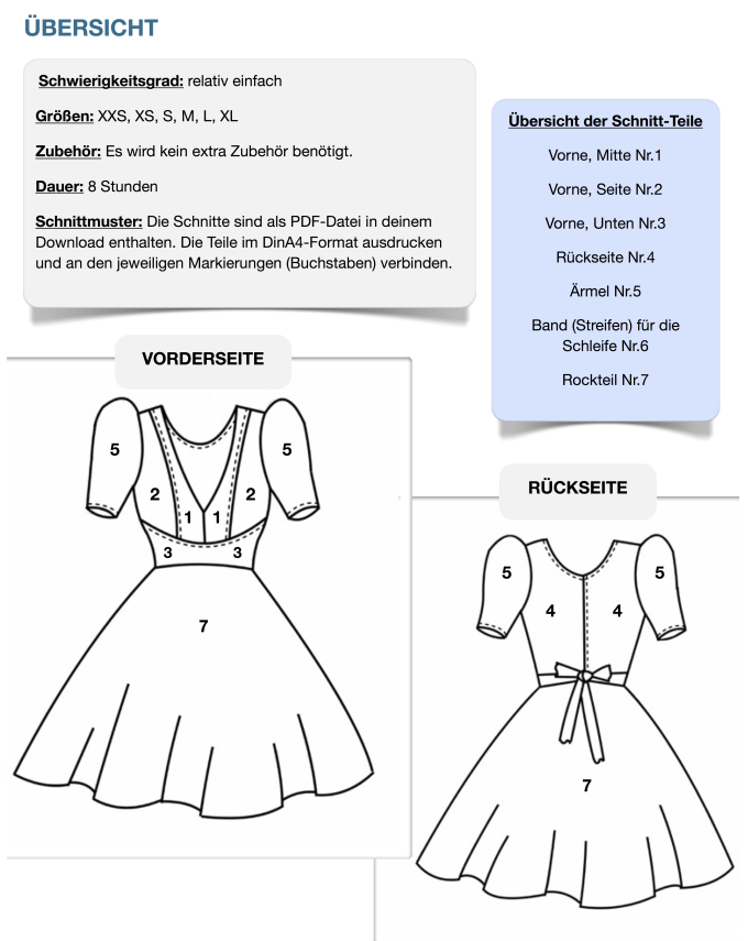 Patron robe femme pdf Babette Hanna Louise, en allemand