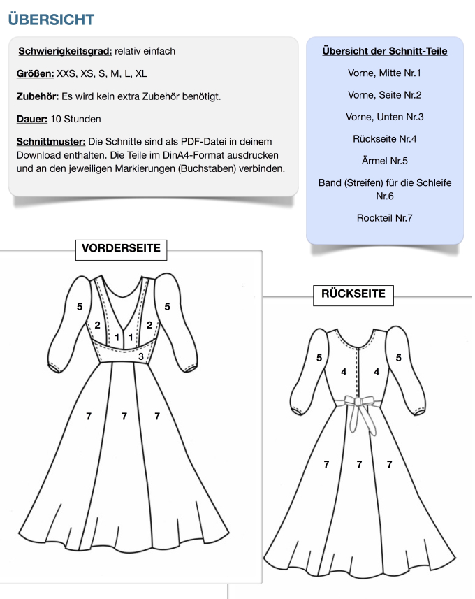 Patron robe femme pdf Lorena Hanna Louise, en allemand