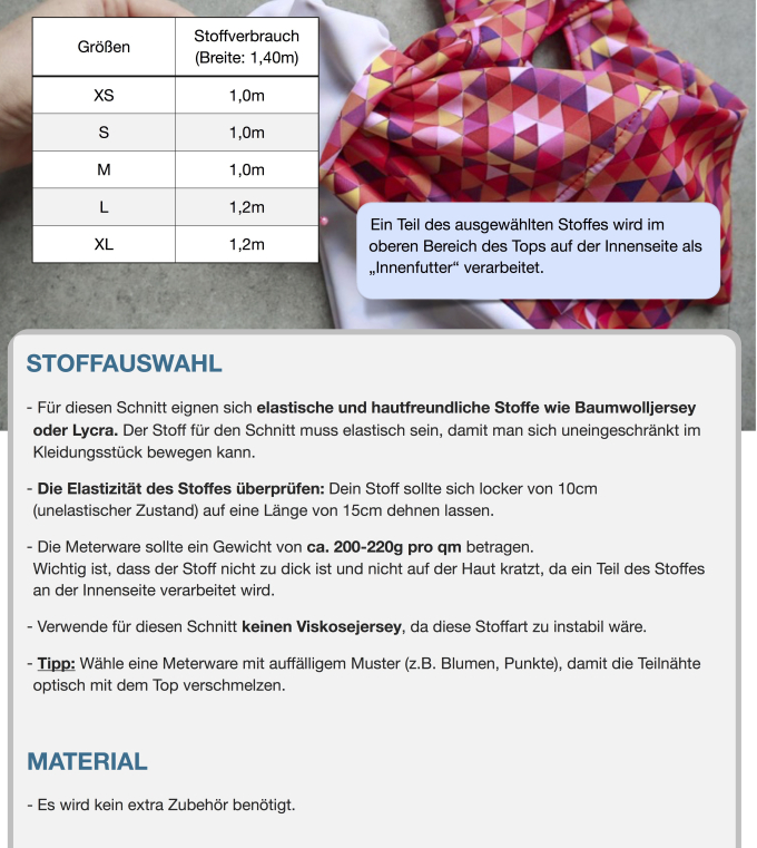Patron top femme pdf Stella Hanna Louise, en allemand