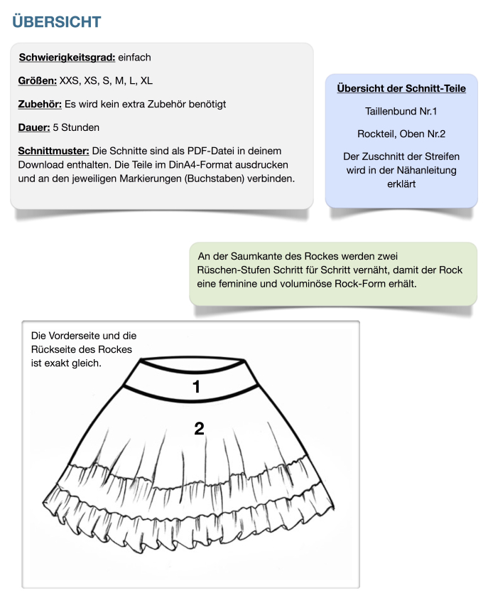 Patron jupe femme pdf Madeleine Hanna Louise, en allemand