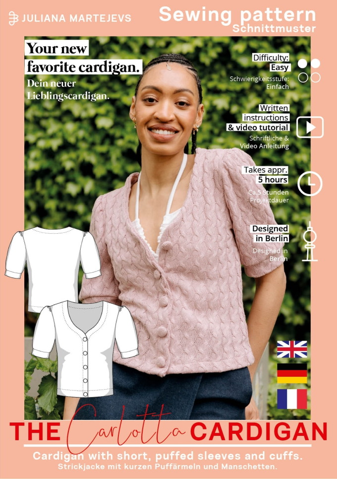 E-Book JULIANA MARTEJEVS Cardigan mit kurzen Puffärmeln
