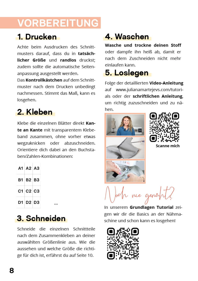 Patron jupe cargo femme pdf Juliana Martejevs, en allemand